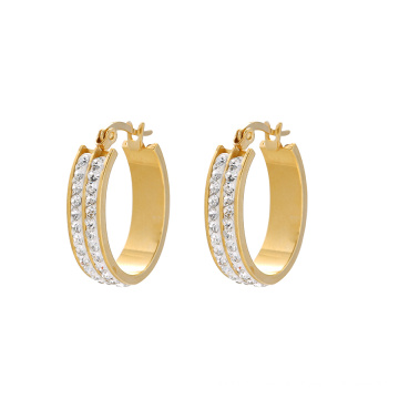 E-608 xuping fashion Nouvelle arrivée strass 24K couleur or simple Hoop boucles d&#39;oreilles pour les femmes